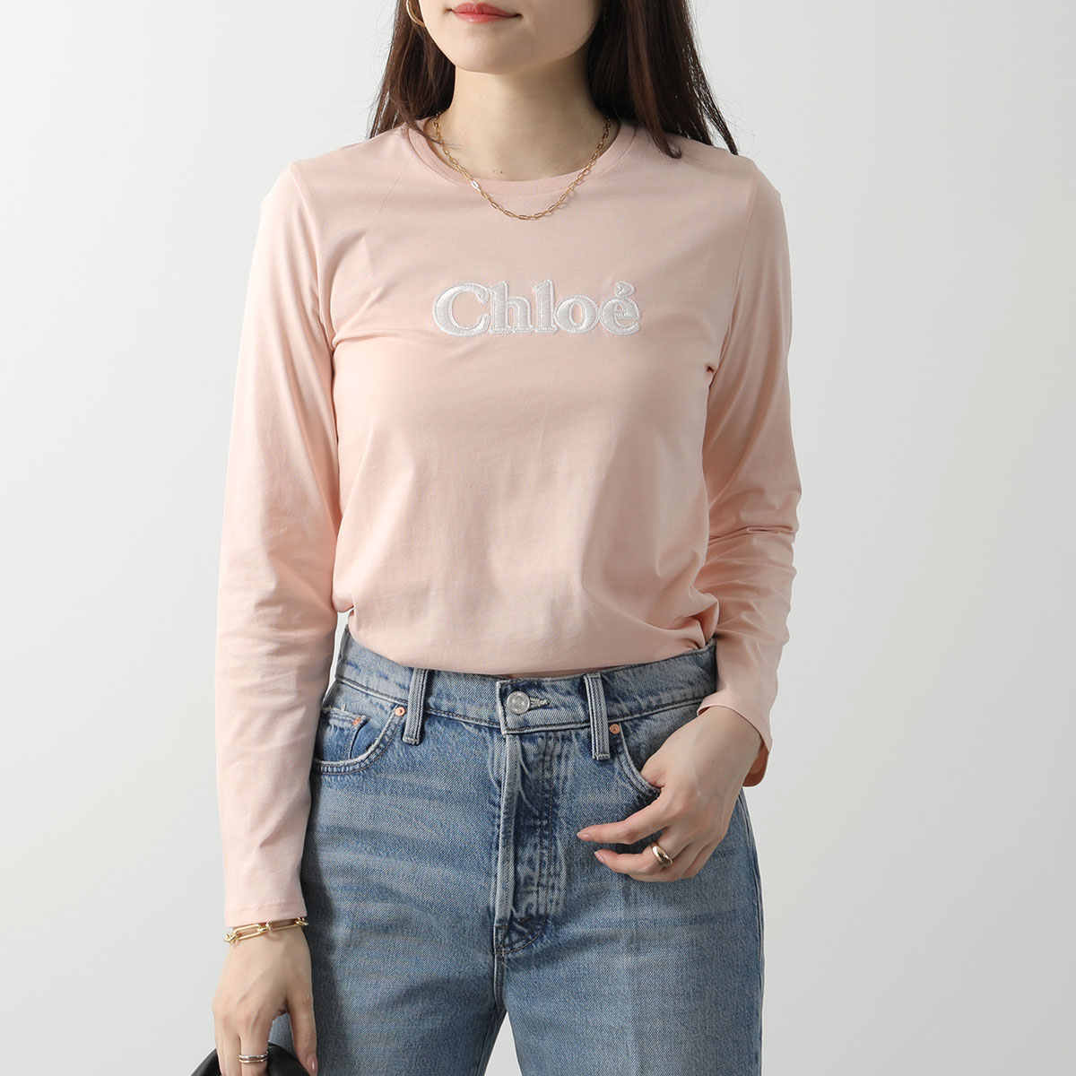 Chloe Kids クロエ キッズ Tシャツ C20245 レディース ガールズ 長袖 刺繍 ロゴT ロンT カットソー クルーネック コットン  カラー2色