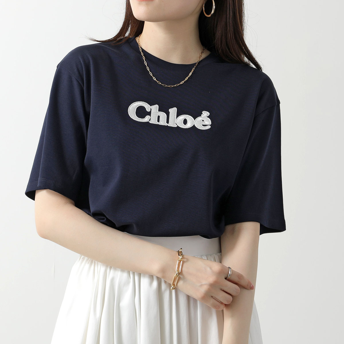 Chloe Kids クロエ キッズ Tシャツ C20366 レディース ガールズ 半袖 カットソー ロゴT 刺繍 コットン クルーネック カラー3色