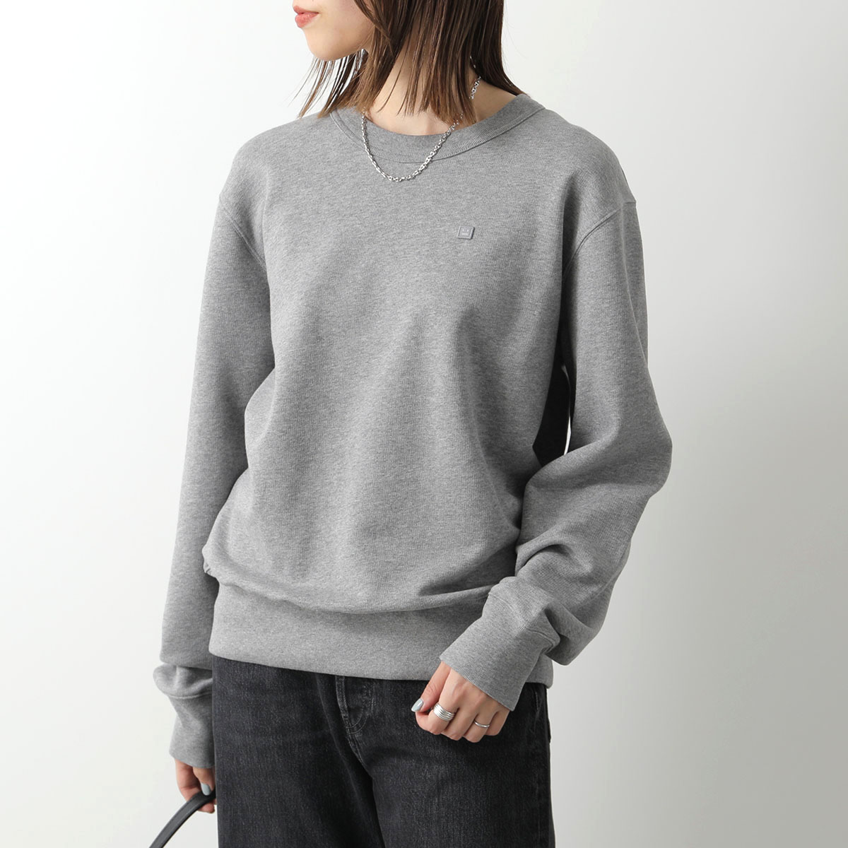 Acne Studios アクネストゥディオズ トレーナー CI0173 FA-UX-SWEA000186 レディース スウェットシャツ 長袖  FACE フェイスロゴ X92/Light-Grey-Melange