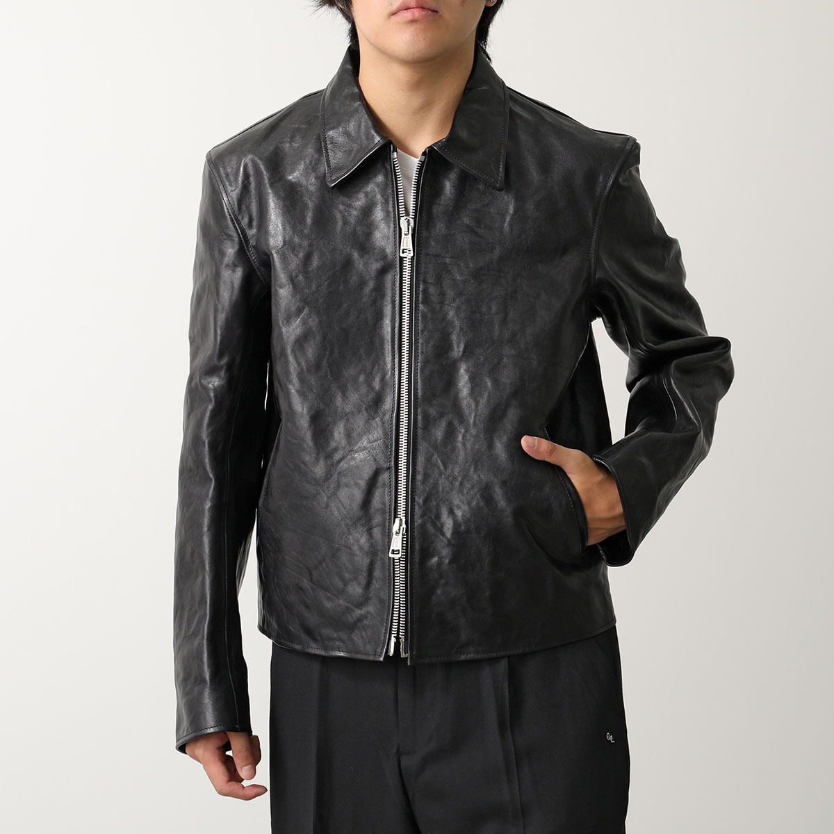 OUR LEGACY アワーレガシー ジャケット MINI JACKET ミニ M4239MTD メンズ レザー ボクシーフィット  TOP-DYED-BLACK-LEATHER