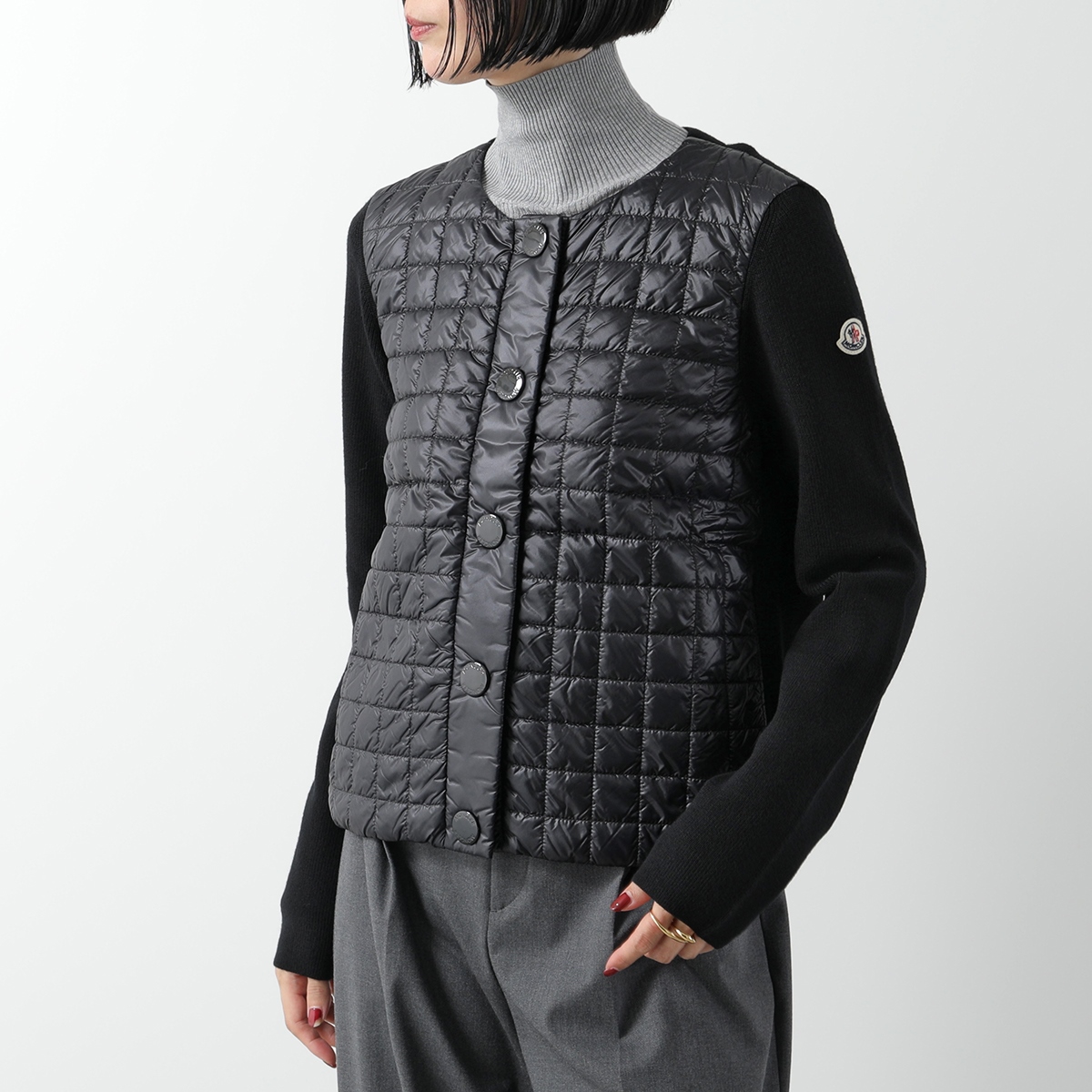 MONCLER モンクレール カーディガン CARDIGAN 9B00001 M1131 レディース ジャケット ニット ナイロン パデット切替  ノーカラー カラー2色