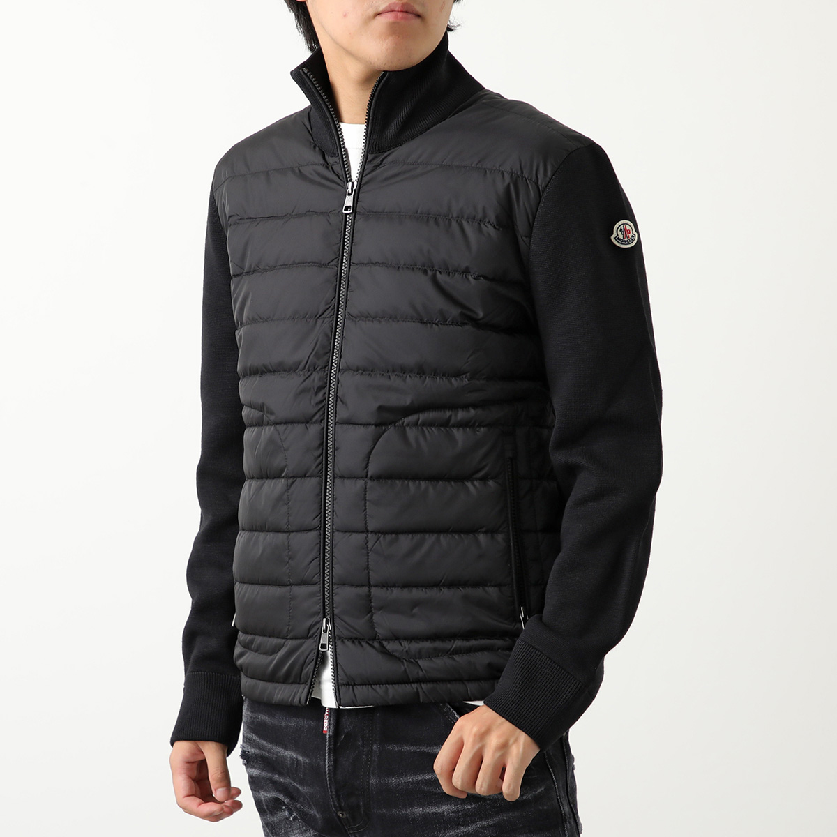 MONCLER モンクレール ダウンジャケット 9B50700 A9341 メンズ カーディガン アイコンパッチ ライトダウン切替 ニットブルゾン  999