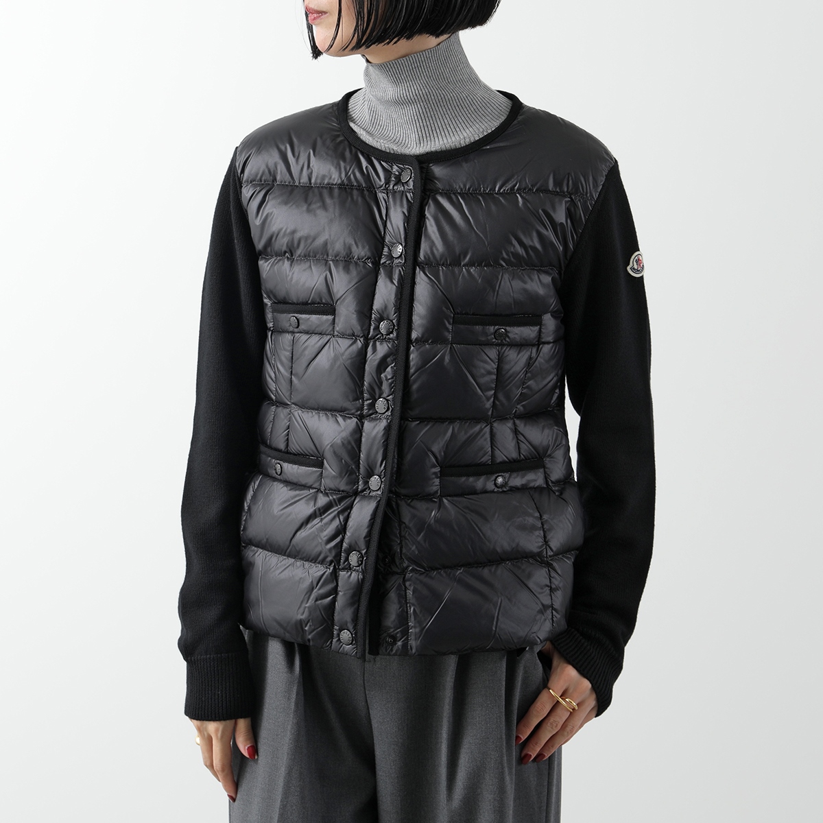 【訳あり-Mのみ】MONCLER モンクレール ダウンジャケット CARDIGAN TRICOT トリコ 9B00025 M1131 レディース  ニット切替 カーディガン