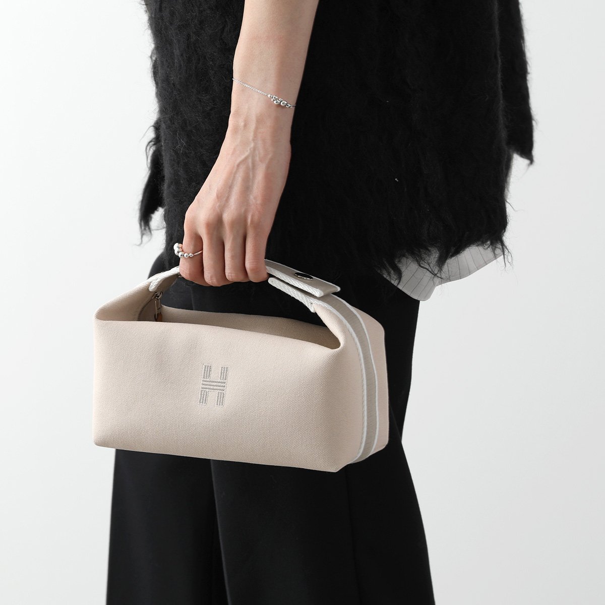 HERMES エルメス ポーチバッグ ブリッドアブラック BRIDE A BRAC PM H104222M トワルアッシュ トワルH ハンドバッグ  SV 鞄 NATUREL