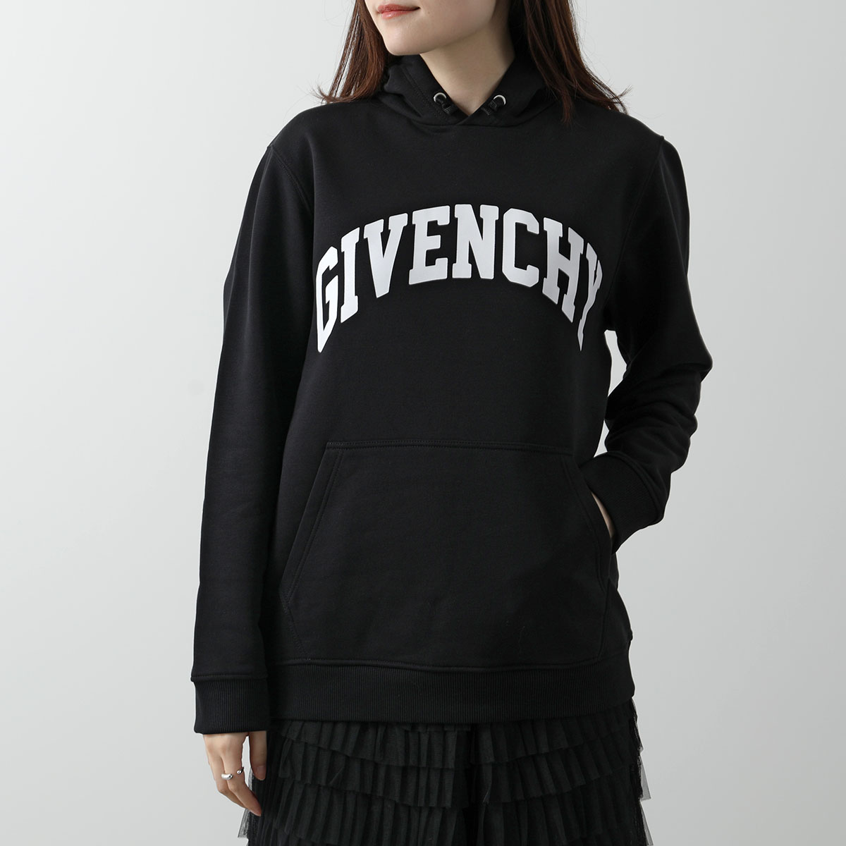 GIVENCHY☆キッズ ロゴ コットンブレンド パーカー ブラック GIVENCHY KIDS ジバンシィ キッズ パーカー H30328 レディース
