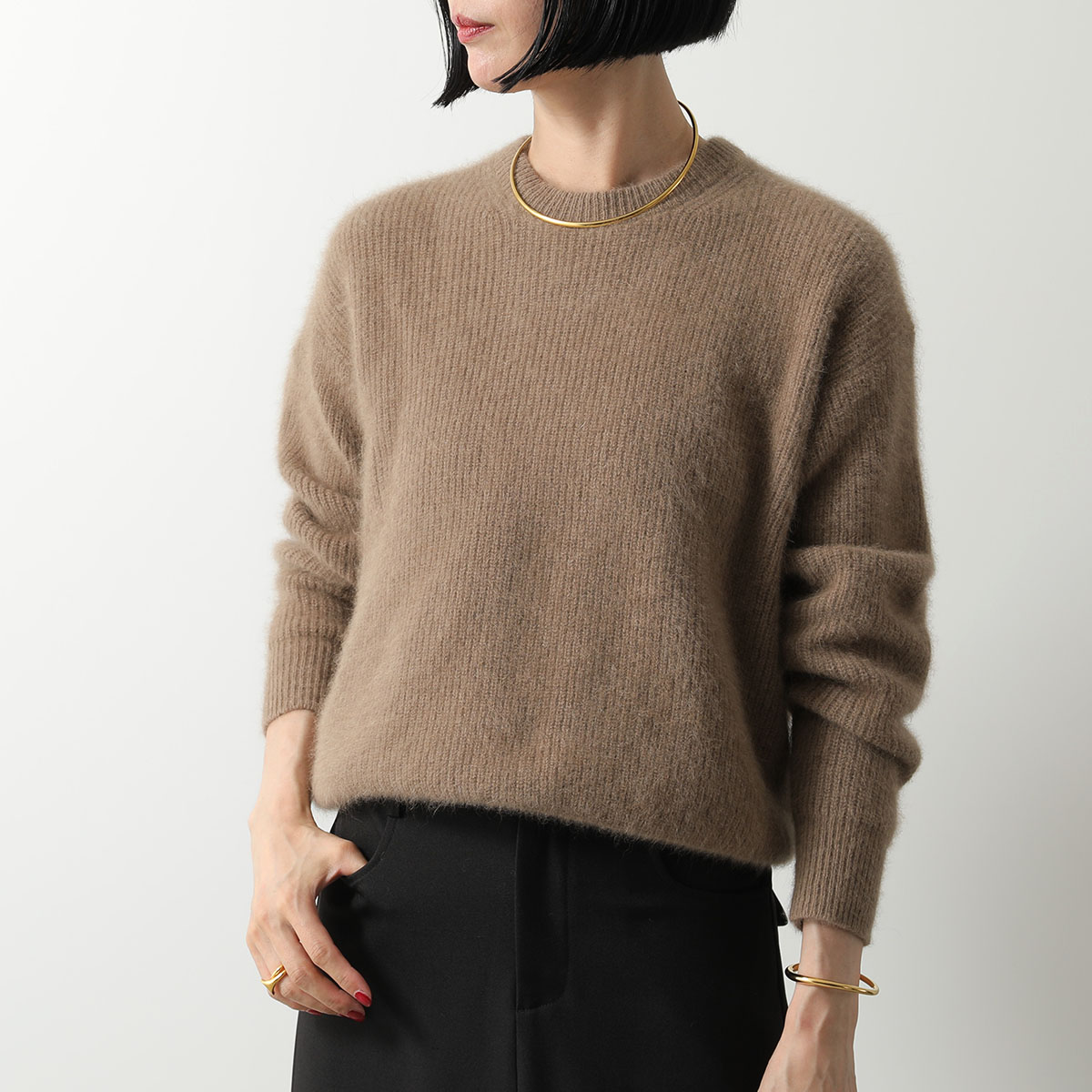 plageプラージュ ブラウン フード付きパーカーとニットレギンスセット