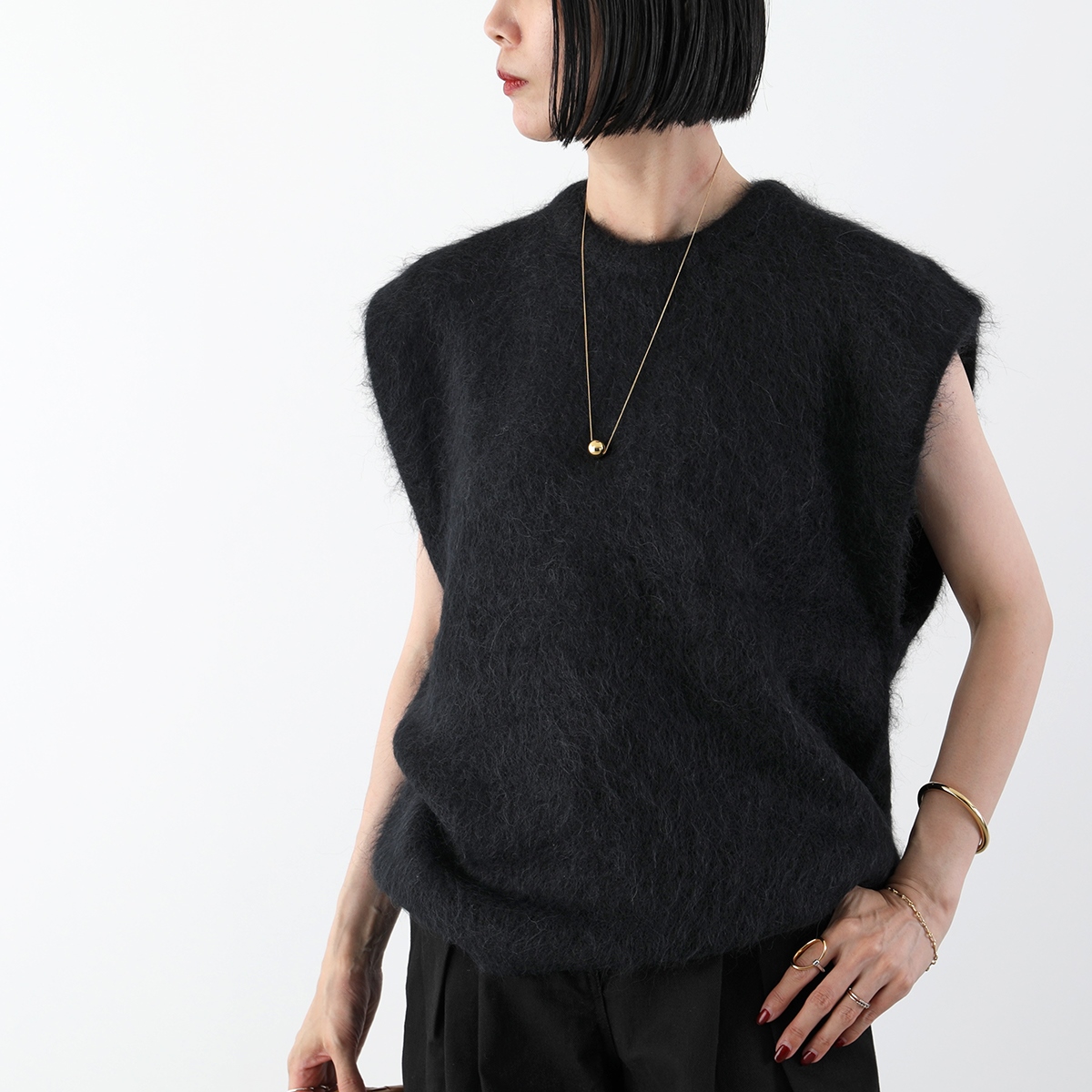 The Garment ザ ガーメント ニット ベスト bern knit top 20554 レディース クルーネック ファー アルパカ混 セーター カラー2色 s-musee_360925111