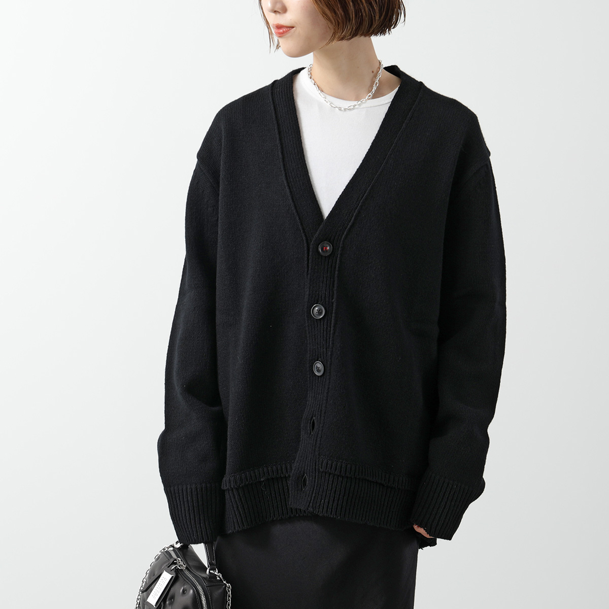 maison martin margiela エルボーパッチ　黒カーディガン maison martin margiela エルボーパッチ 黒カーディガン