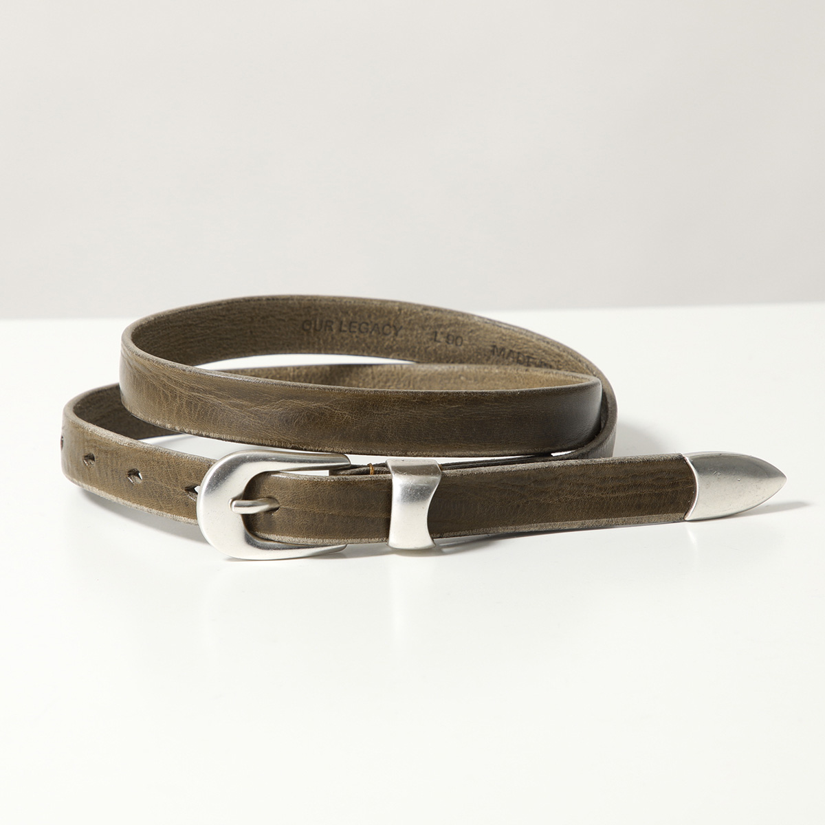 OUR LEGACY アワーレガシー ナローベルト 2 CM BELT A42482G メンズ レザー GRAU-LEATHER