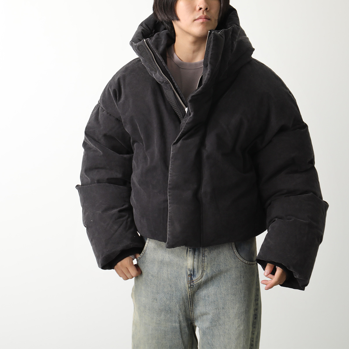 ENTIRE STUDIOS エンタイアスタジオ ダウンジャケット MML HOODED PUFFER COTTON ES2396 メンズ フード付き  コットン ショート丈 IR/IRON