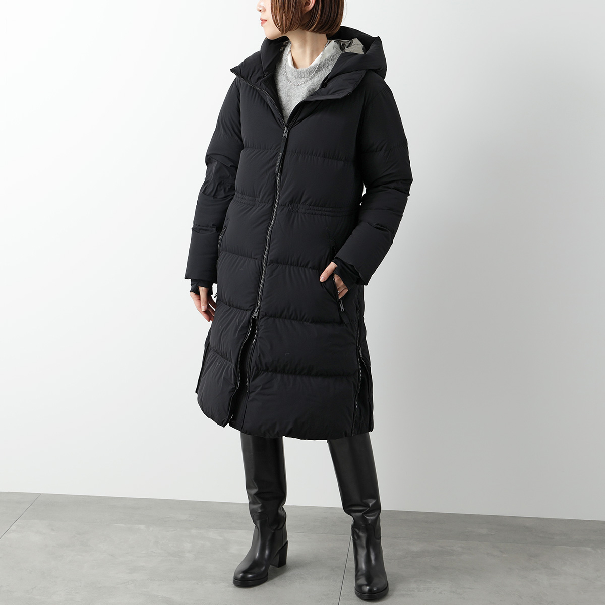 WOOLRICH ウールリッチ ダウンコート MATT STRETCH LONG PUFFER PARKA CFWWOU1044 FRUT3107  レディース フード付 撥水 100 BLACK