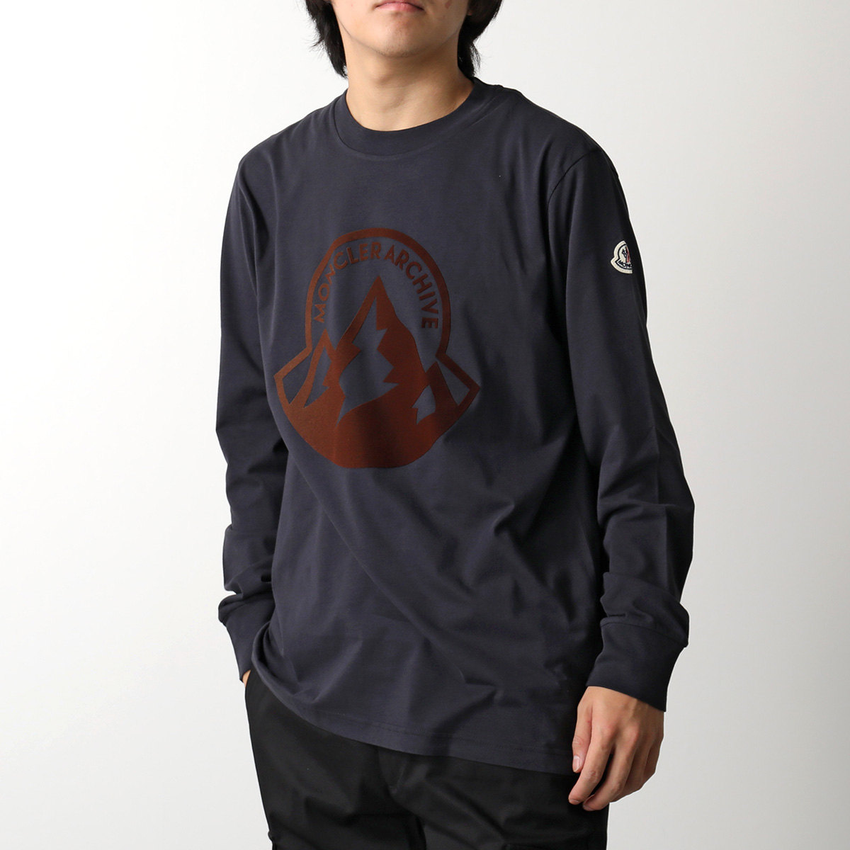 MONCLER モンクレール Tシャツ 8D00016 89AHD メンズ 長袖 ロンT カットソー ロゴ コットン クルーネック 778