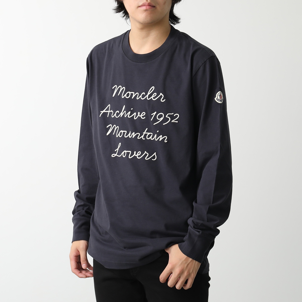 MONCLER モンクレール Tシャツ 8D00015 89AHD メンズ 長袖 ロンT カットソー ロゴ コットン 刺繍 クルーネック 778