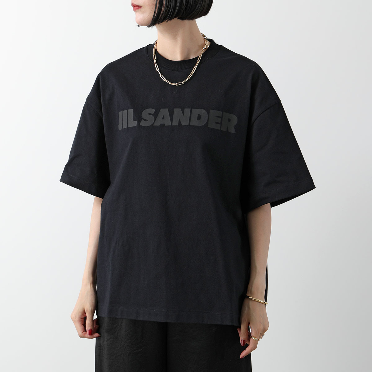 JIL SANDER ジルサンダー Tシャツ J03GC0137 J20243 レディース 半袖 カットソー クルーネック ロゴT コットン  オーバーサイズ カラー2色