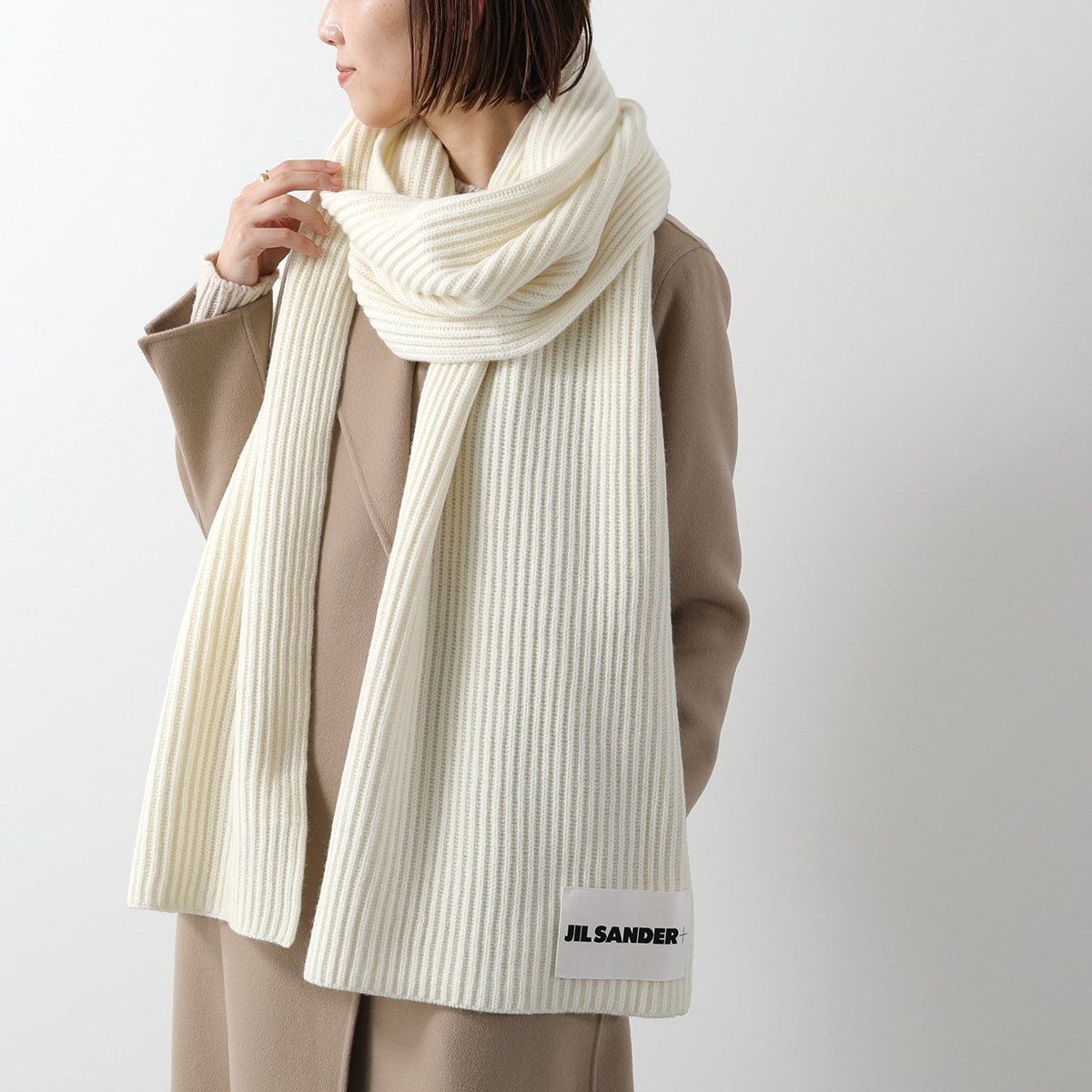 JIL SANDER+ ジルサンダー プラス マフラー Scarf J47ZZ0125 J40ZZ0152 J14737 レディース リブ ロゴラベル  ニット ウール ストール カラー3色