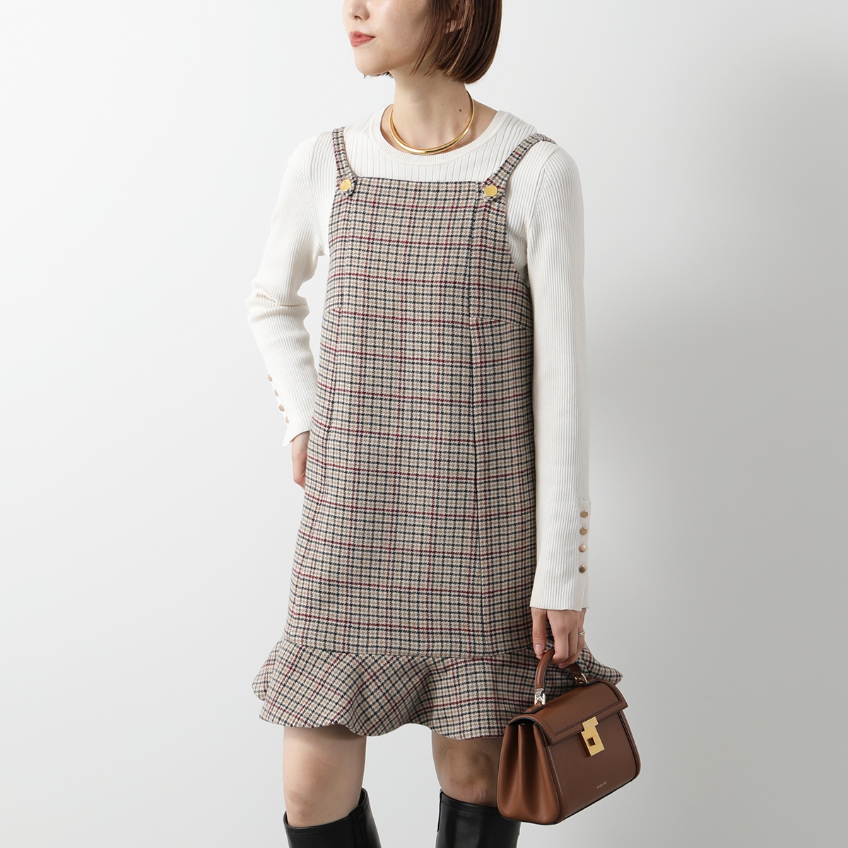 GANNI ガニー ワンピース Check Wool Mix Mini Dress F9695 6825 レディース チェック柄 キャミワンピ ミニ丈  177/Tiger's-Eye : 361016014 : インポートセレクトmusee - 通販 - Yahoo!ショッピング