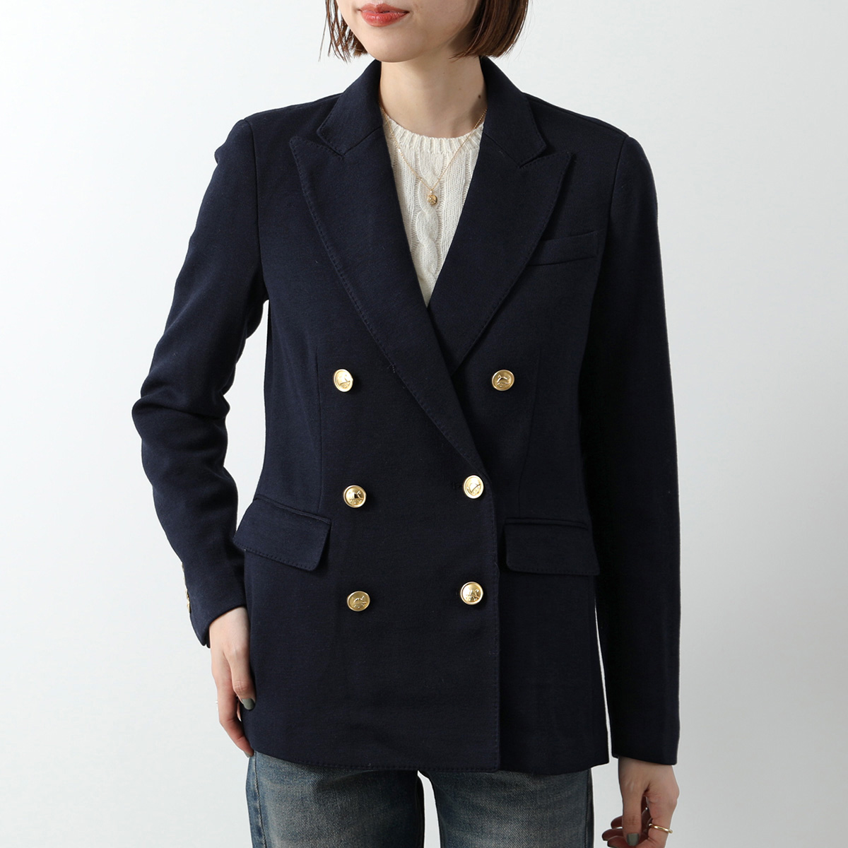 Polo Ralph Lauren ポロラルフローレン テーラードジャケット DB KNT BLZR-BLAZER 211910134 レディース  ダブルブレスト ブレザー ニット 001/NAVY