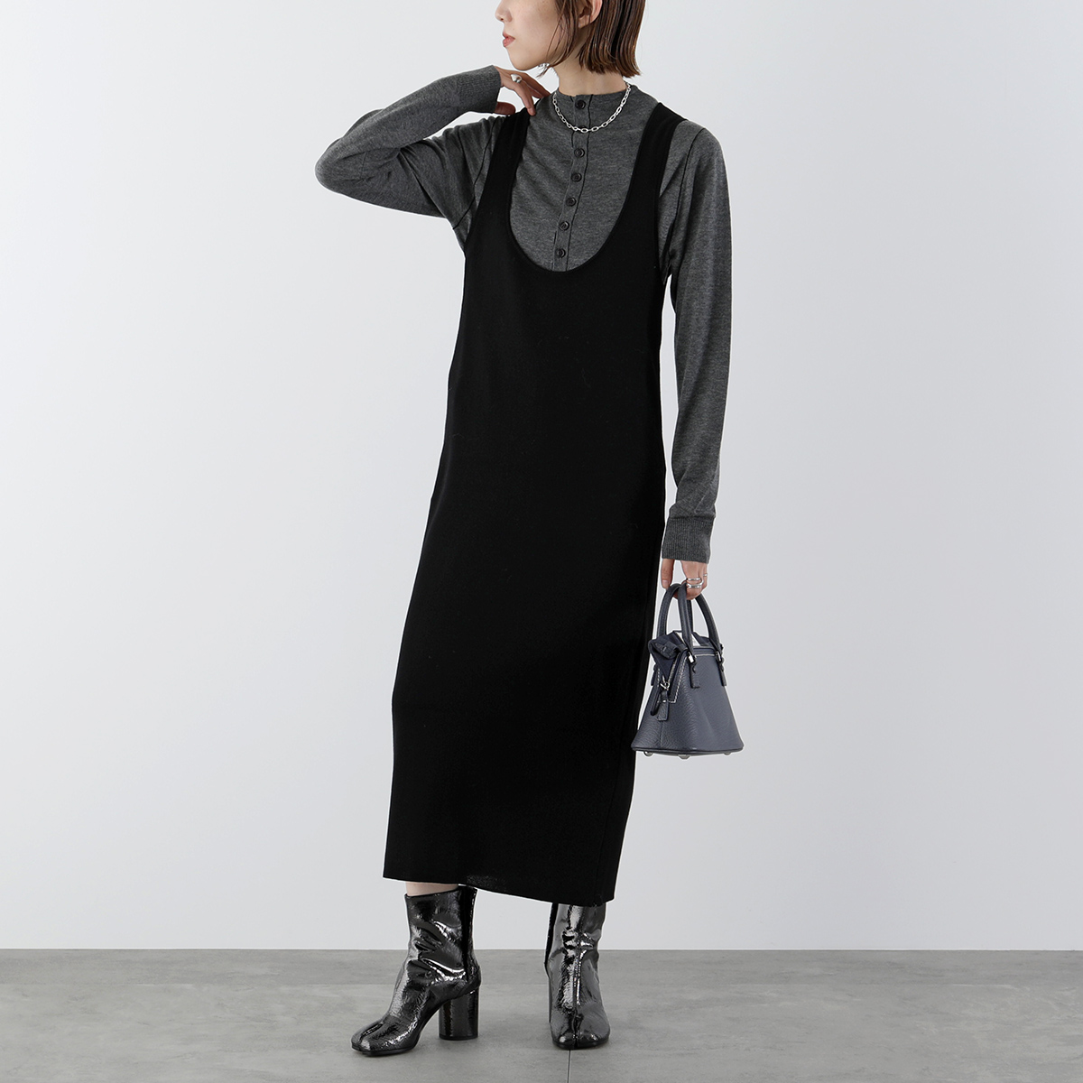 ANTHOM アントム ニット ワンピース A30531 レディース Uネック