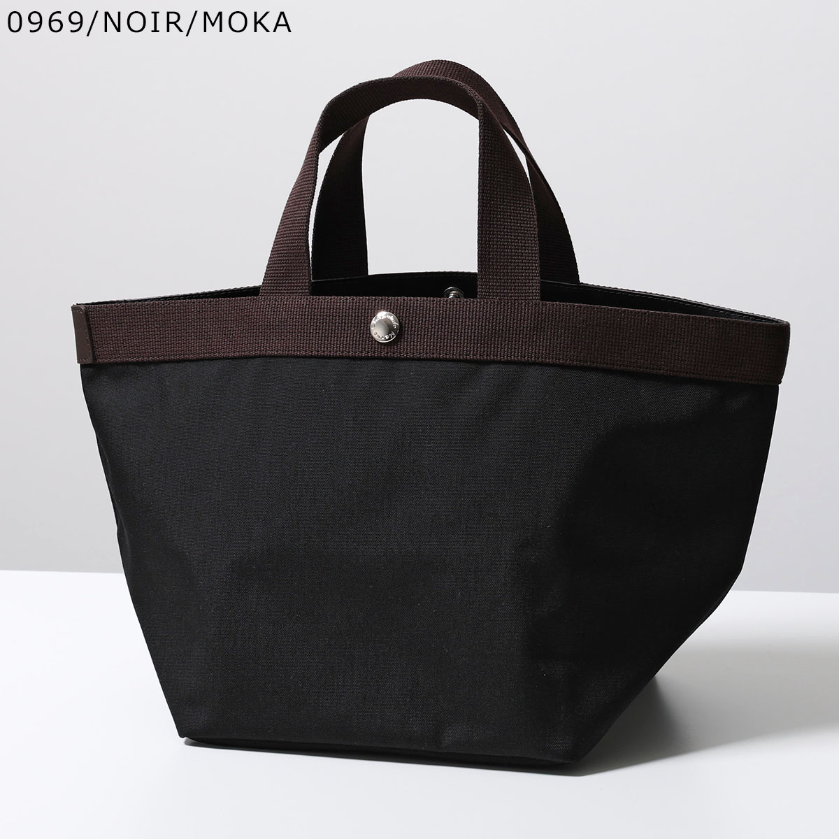 Herve chapelier コーデュラナイロン　舟形モカブラックハンドバッグ Herve Chapelier HERVE CHAPELIER エルベシャプリエ トート