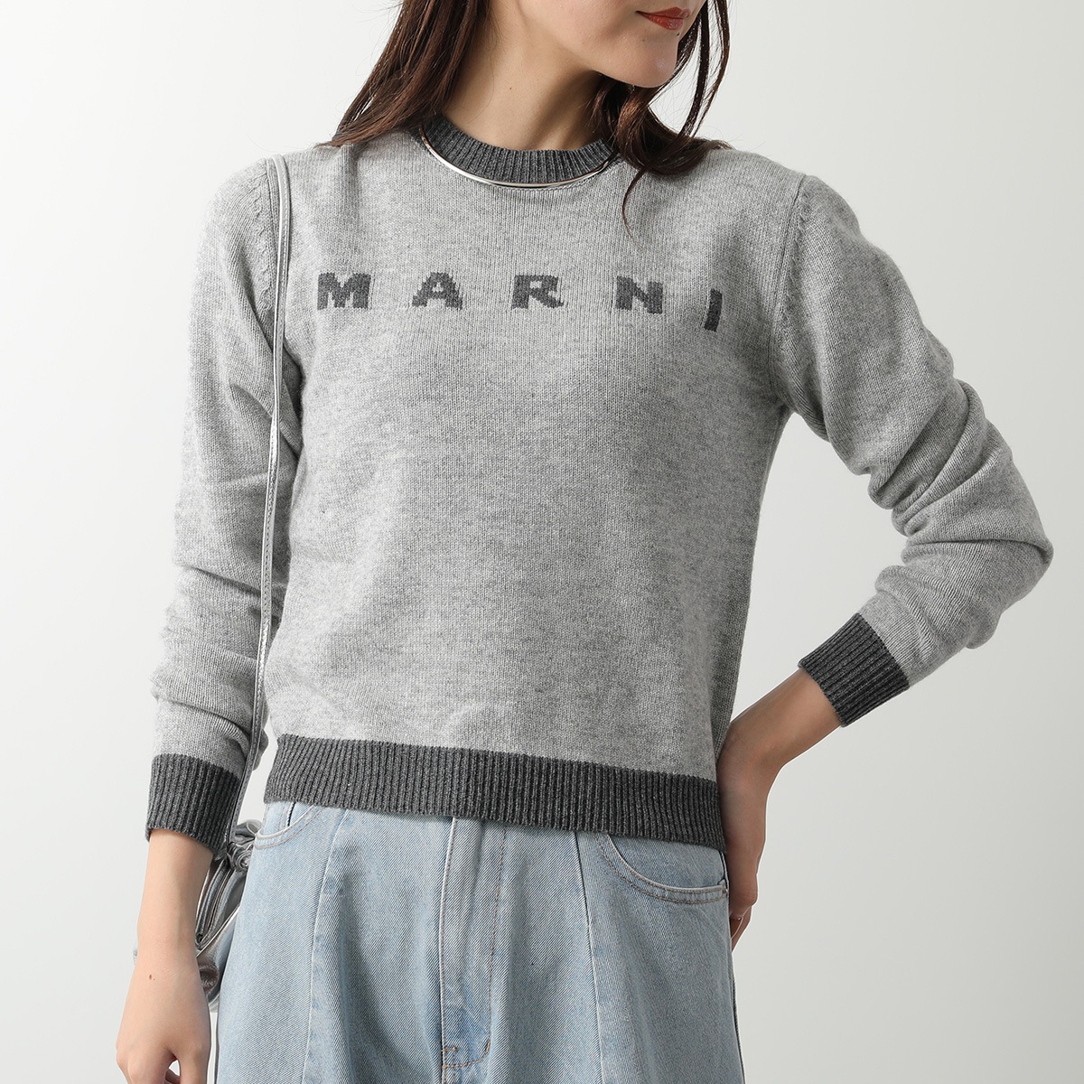 美品 MARNI マルニ 冬の森 ニット グレー アルパカ シルク サイズ 40 美品 MARNI マルニ 冬の森 ニット グレー アルパカ シルク サイズ 40