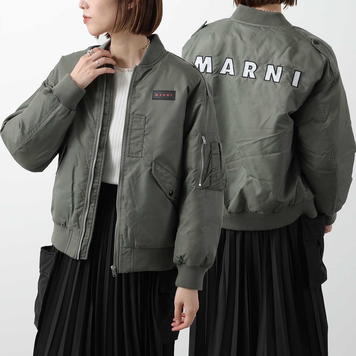 MARNI KIDS マルニ キッズ ブルゾン M01207 M00TG レディース ガールズ ナイロン ボンバージャケット 中綿 パテッド  ロゴパッチ カラー2色