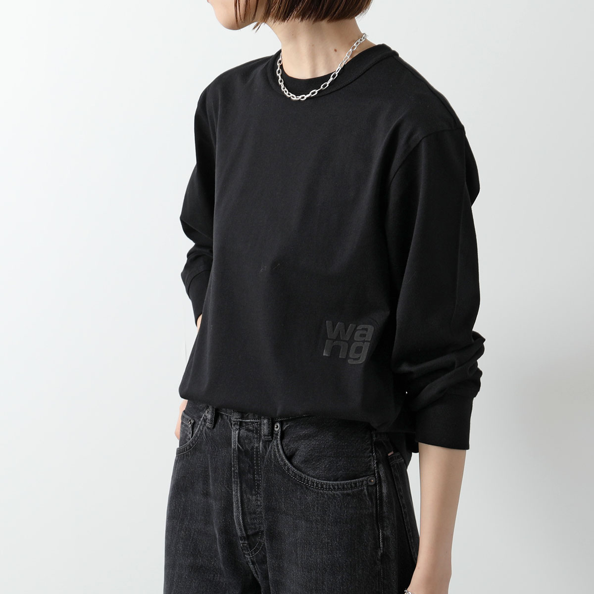 ALEXANDER WANG アレキサンダーワン Tシャツ 4CC3221356 レディース 長袖 カットソー コットン クルーネック ロゴT ロンT  001/BLACK : 361031607 : インポートセレクトmusee - 通販 - Yahoo!ショッピング