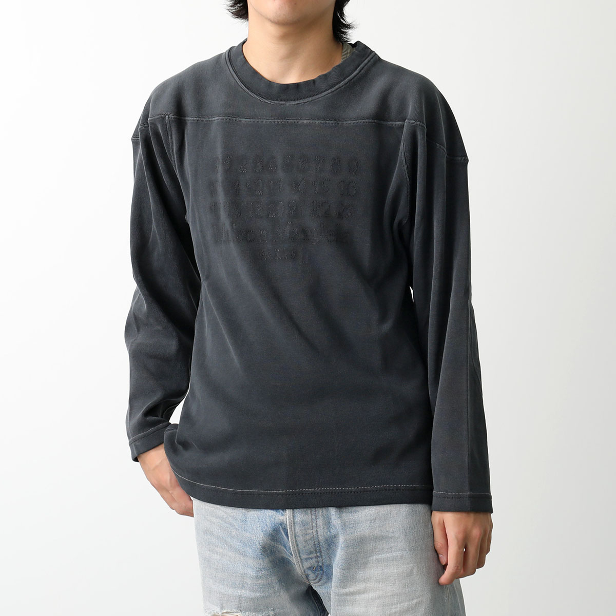 マルジェラ ダークグレー シャツ切替　長袖カットソー Masison Margiela メゾンマルジェラ 24SS Yoke Stripe Shirt