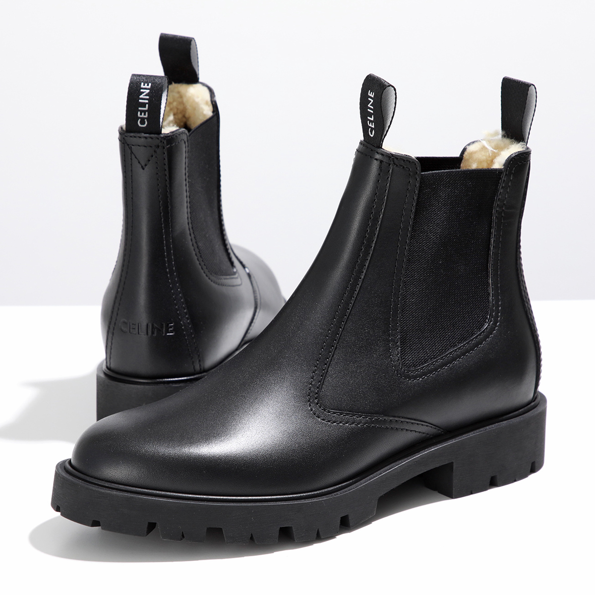 CELINE セリーヌ サイドゴアブーツ CHELSEA BOOT 15 マーガレット シアリング付き チェルシーブーツ  361833554C.38NO メンズ 靴 BLACK