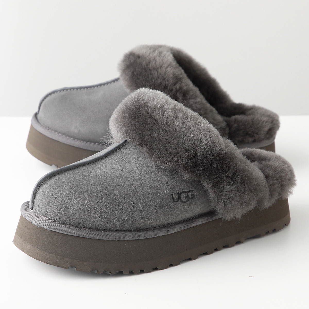 UGG アグ スリッポン W DISQUETTE ディスケット 1122550 レディース ムートン スウェード ボア サンダル スリッパ サボ 厚底  シューズ 靴 カラー4色