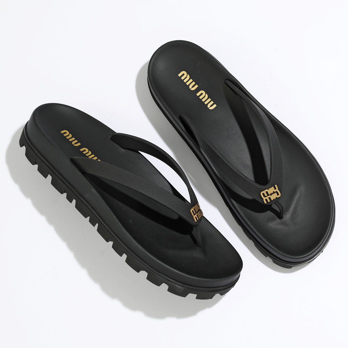 *Miu Miu*ミュウミュウ トングサンダル メタルロゴ 厚底 miu MIUMIU ミュウミュウ トングサンダル 5Y154E 3LKK