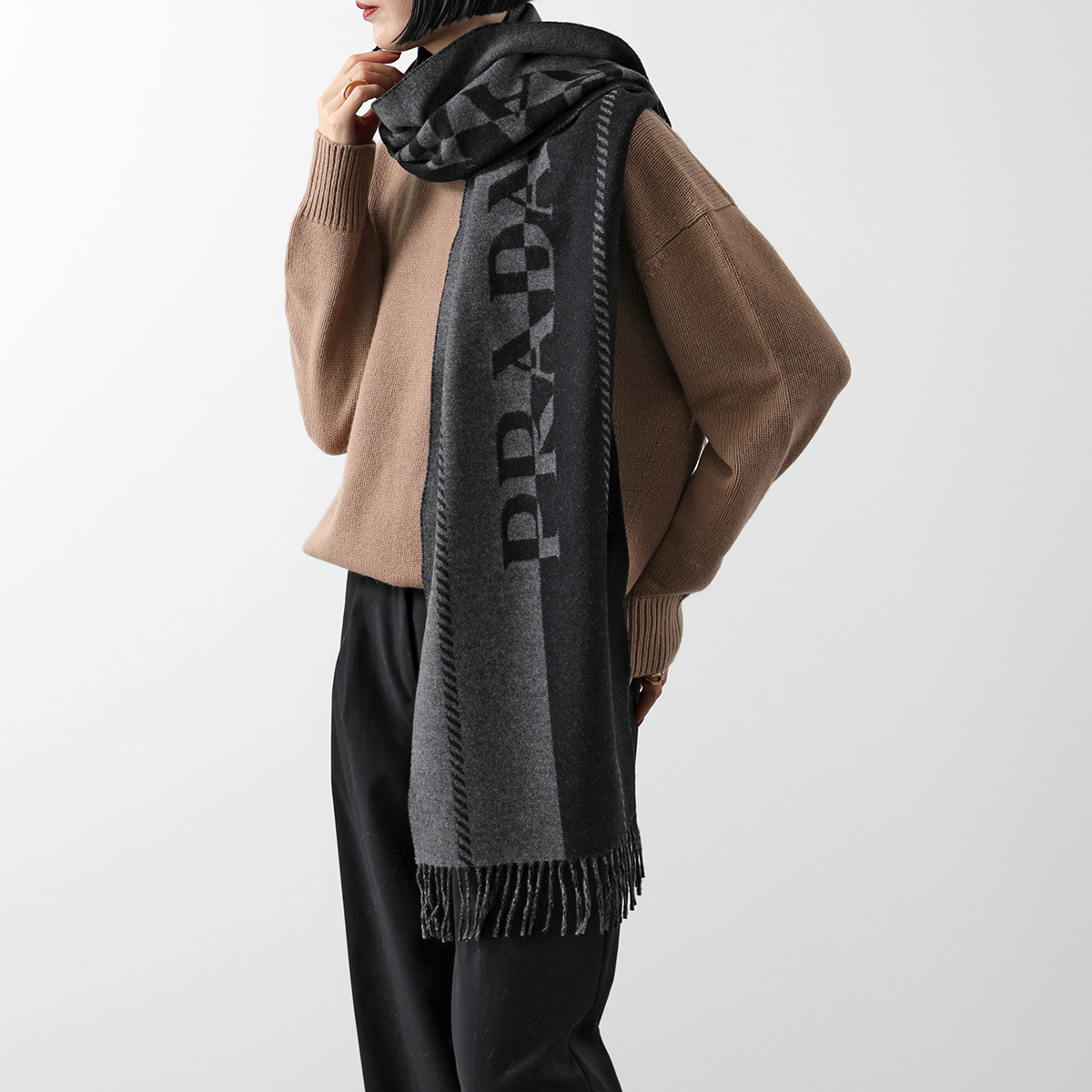 PRADA プラダ マフラー 2FS057 2FK3 レディース フリンジ