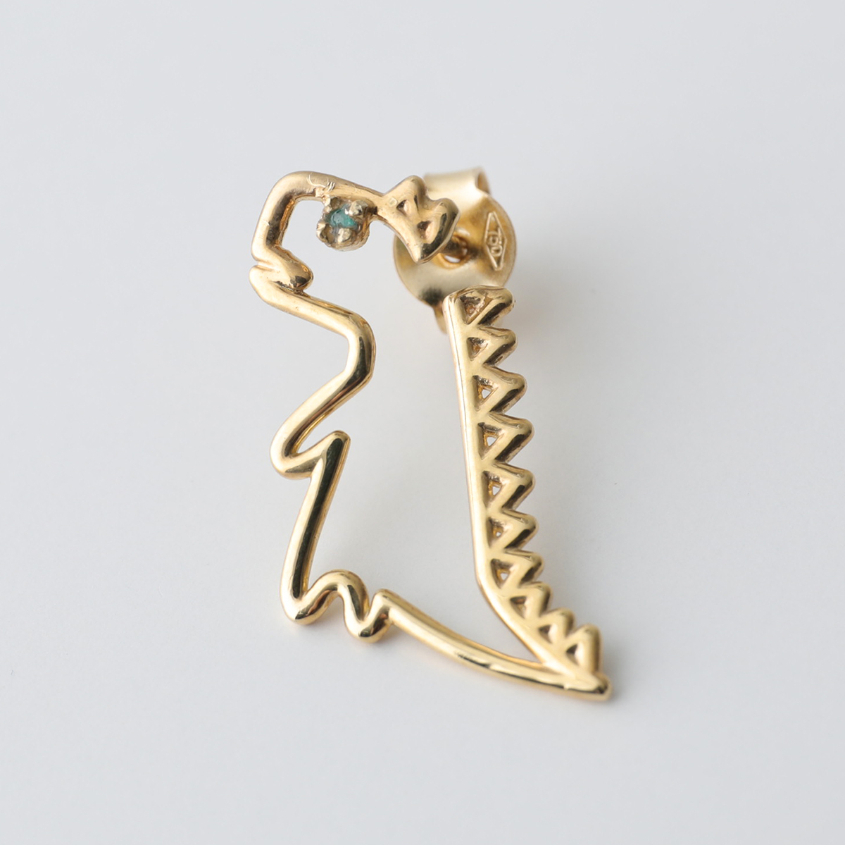 ALIITA アリータ ピアス DINO ESMERALDA EARRING SINGLE レディース 片耳用 シングル 恐竜 モチーフ エメラルド アクセサリー YELLOW-GOLD-9KTの画像