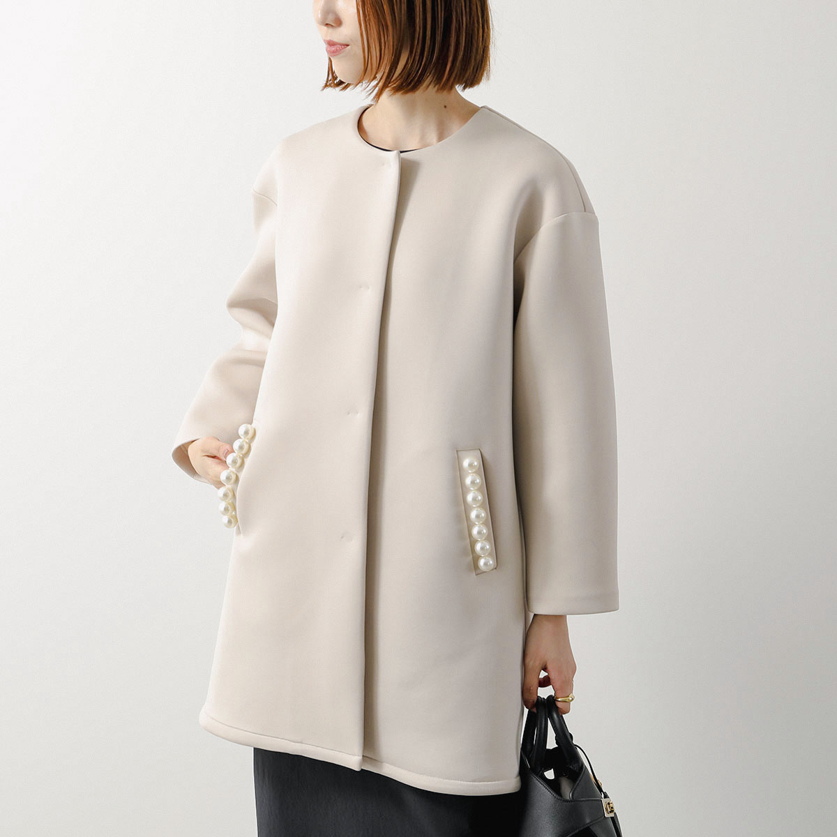 anana（アナナ） ノーカラーコート a79-031 レディース パール付