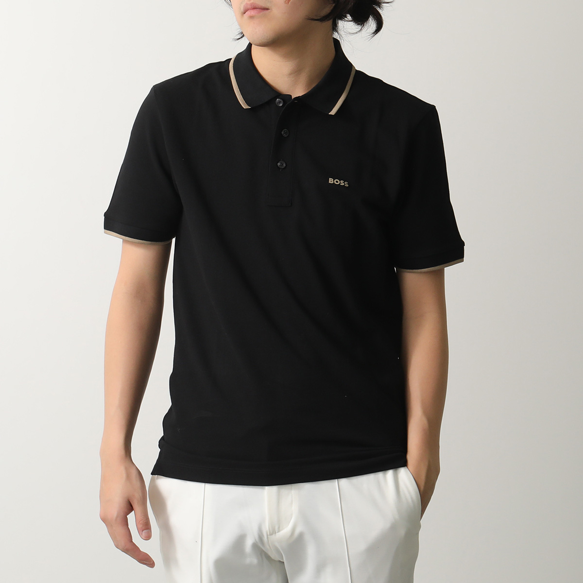 HUGO BOSS ヒューゴボス 半袖 ポロシャツ S ブラック ゴールド HUGO BOSS（ヒューゴ・ボス） ポロシャツ Parlay 190 50494697 メンズ