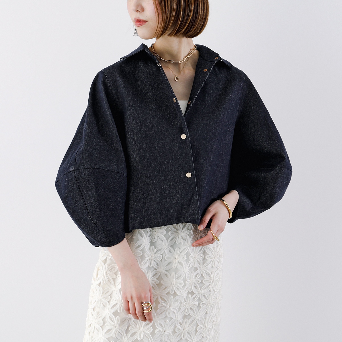 anana ジャケット a79-001 デニム ランタンスリーブ anana アナナ ジャケット a79-001 レディース デニム ブルゾン