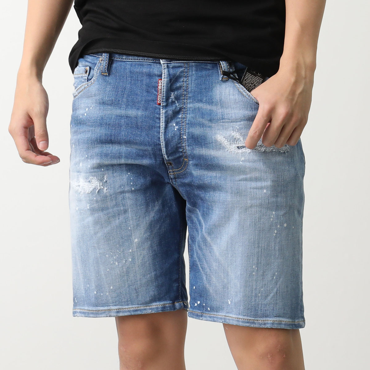 DSQUARED2 48 ディースクエアード ペイント ダメージ加工 ショーツ DSQUARED2（ディースクエアード） ジーンズ Light Heritage Wash