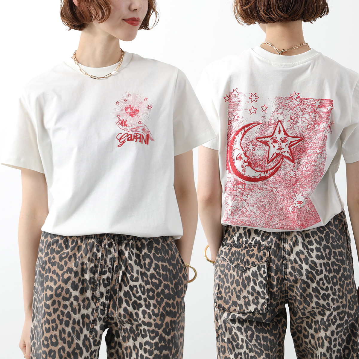 GANNI ガニー 半袖 Tシャツ Basic Jersey Celestial Poster