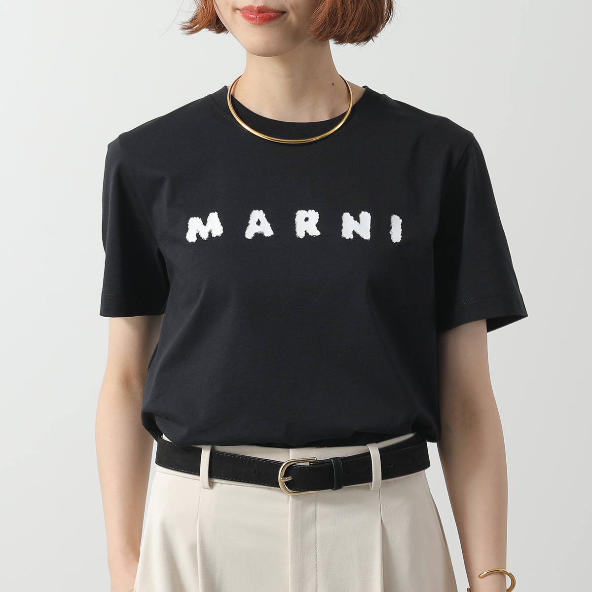 Tシャツ・カットソー MARNI Woman T-Shirt Black THJE0293P8USCX42 SLN99 MARNI マルニ Tシャツ THJE0293P8 USCX42 レディース 半袖