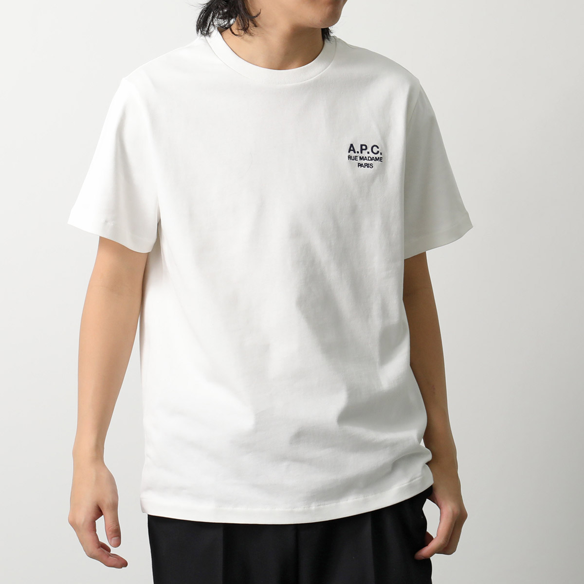 APC A.P.C. アーペーセー Tシャツ COHBU M26388 メンズ 半袖 カットソー コットン ロゴ 刺繍 クルーネック ロゴT カラー4色の画像