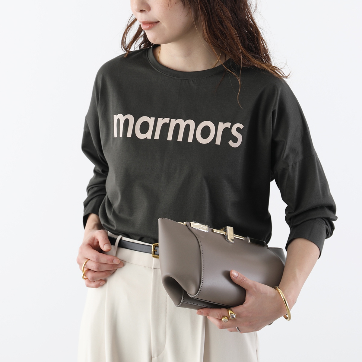 marmors マルモア ロンT 0225109003 レディース ロゴ クルーネック コットン カットソー 長袖 カラー3色 marmors マルモア ロンT 0225109003 レディース ロゴ クルー