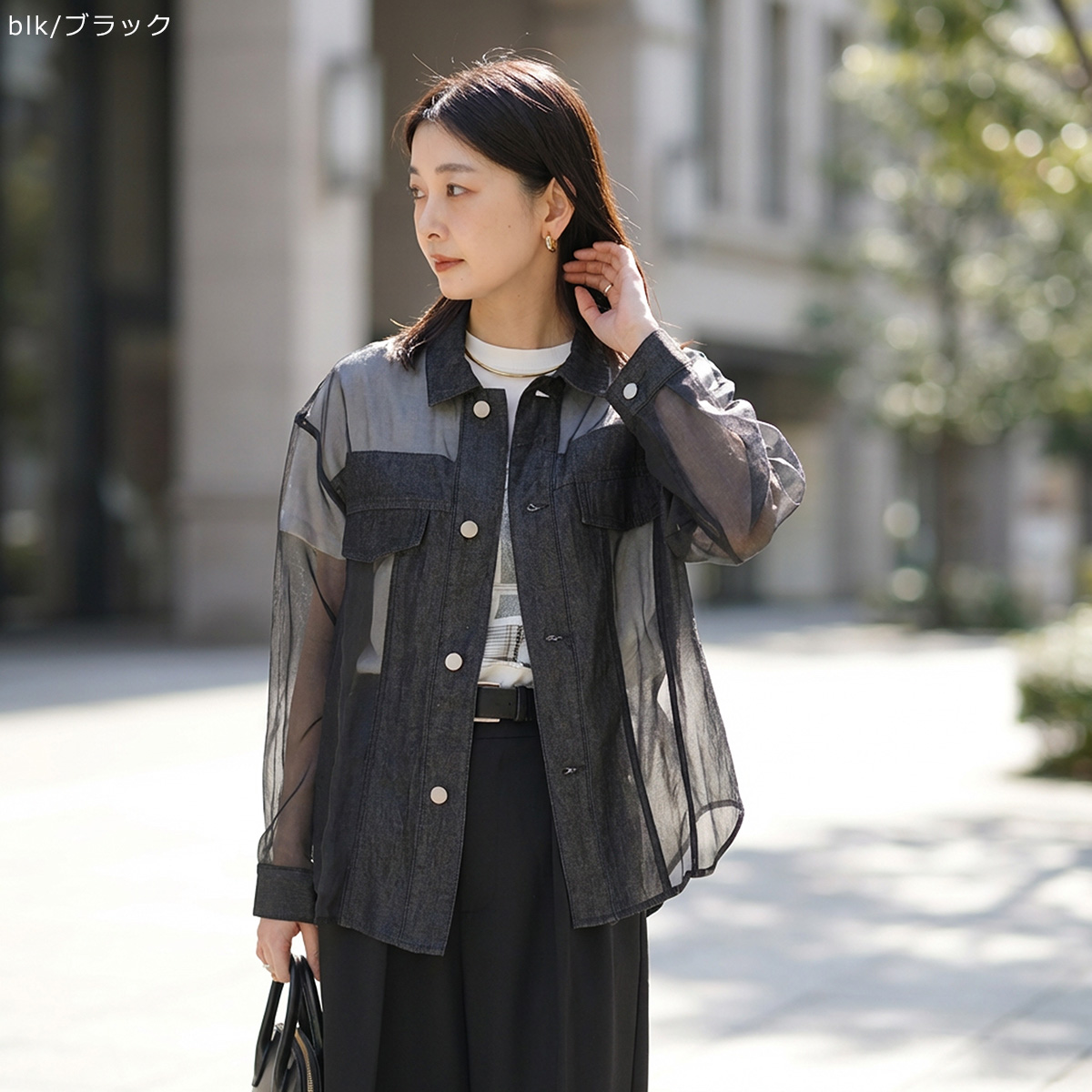 ｒ*げ様 New Jeansハニ着用　maison kitsune ブラウス Munich（ミューニック） シャツ M261T37 レディース シアー デニム