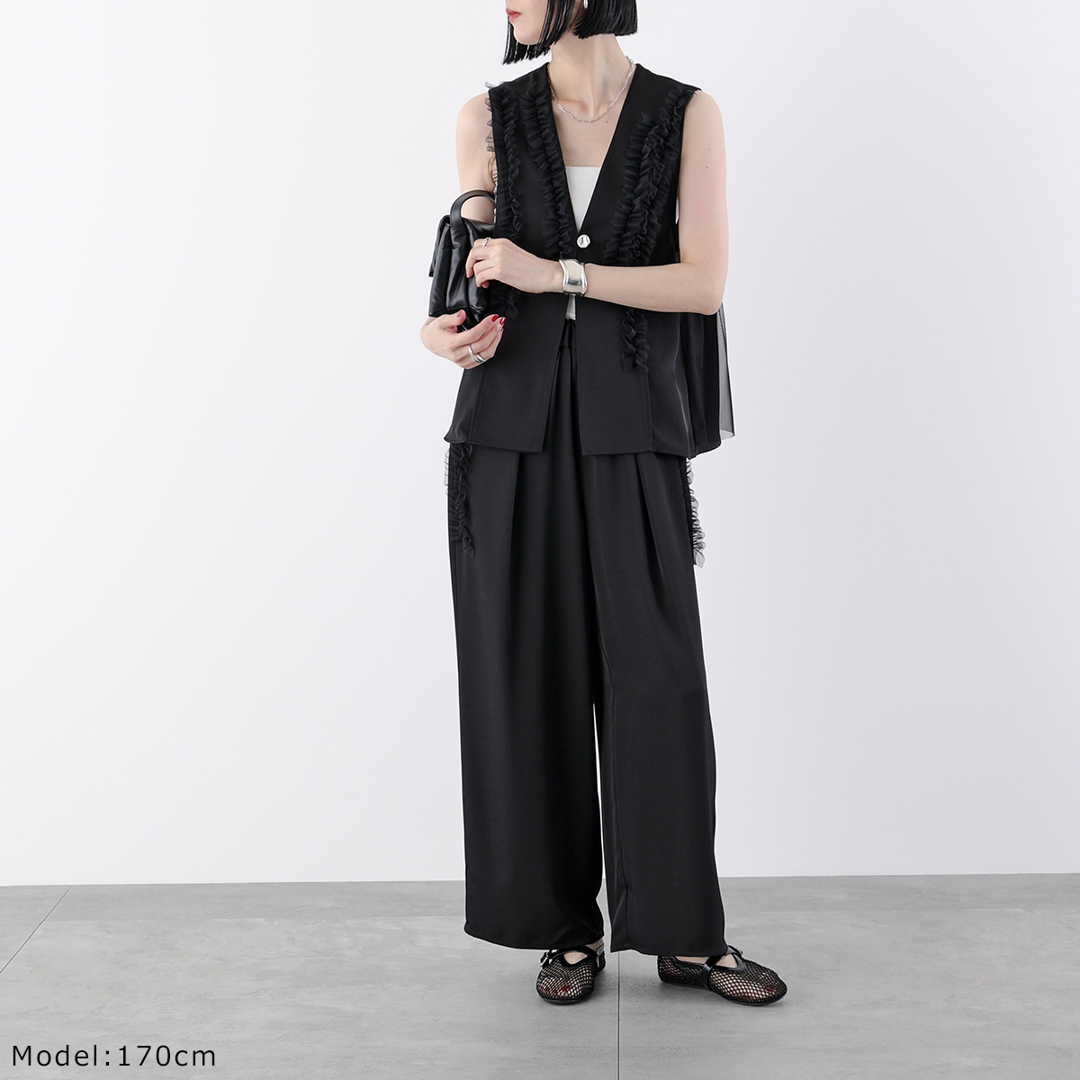 美品】Eimee Law エイミーロウ ランダムプリーツ ジレ ベスト 黒