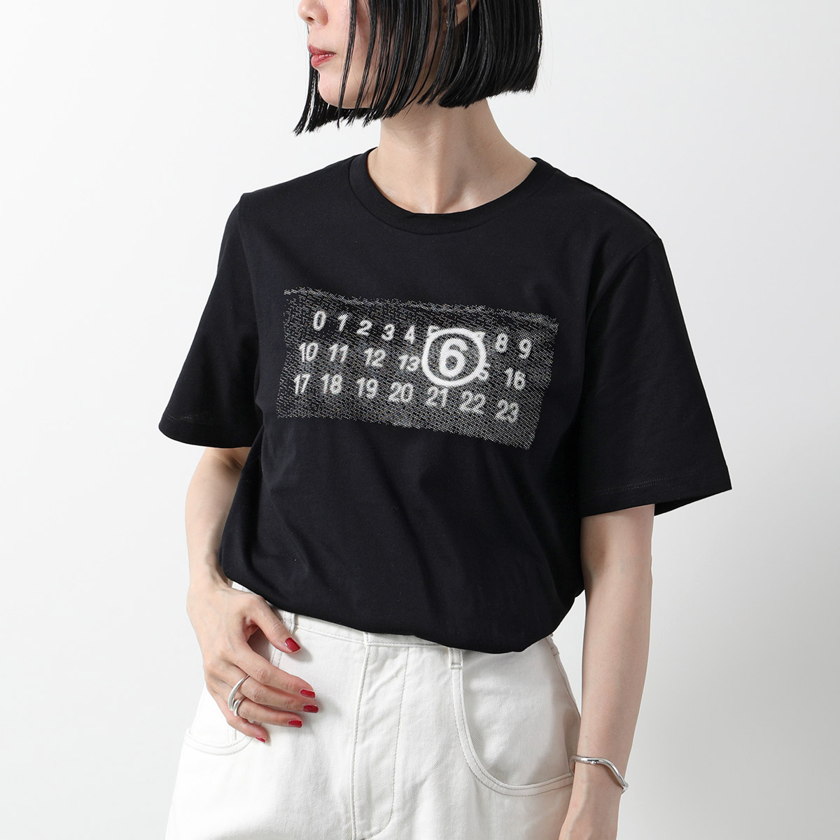 MM6 メゾン マルジェラ ナンバーズプリント Tシャツ ホワイト エムエムシックス メゾン マルジェラ MM6 Maison Margiela MM6
