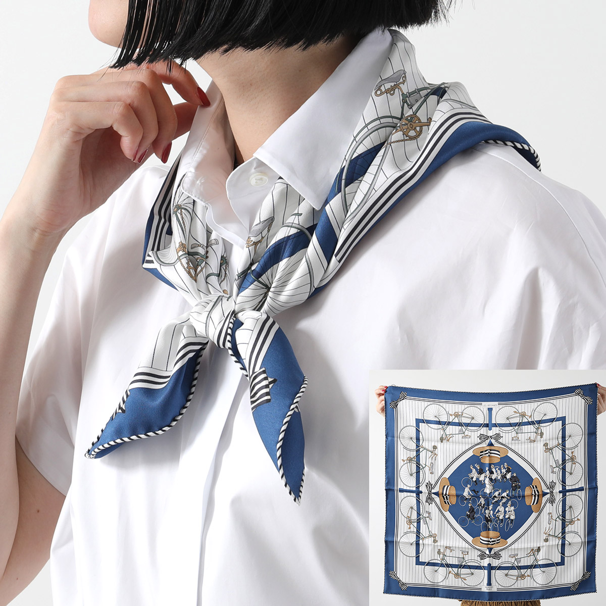 HERMES エルメス スカーフ ブルー カレ65 カレ70 aq9184 - メルカリ