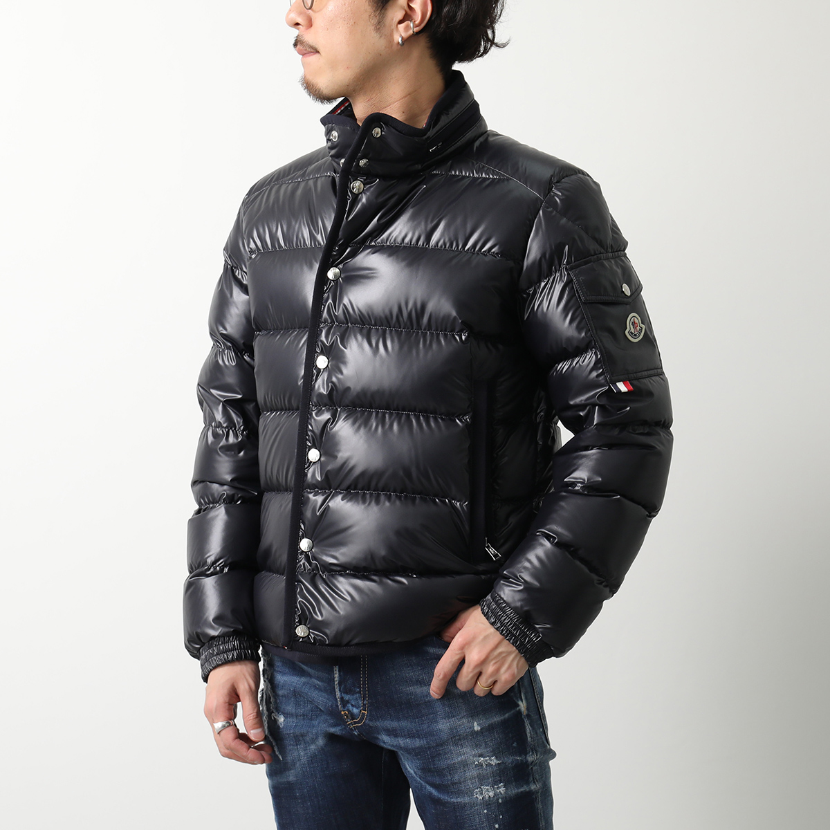 3EM8 MONCLER ダウンジャケット ダウン アウター ネイビー 紺 MONCLER モンクレール ダウンコート ジャケット Aライン フード