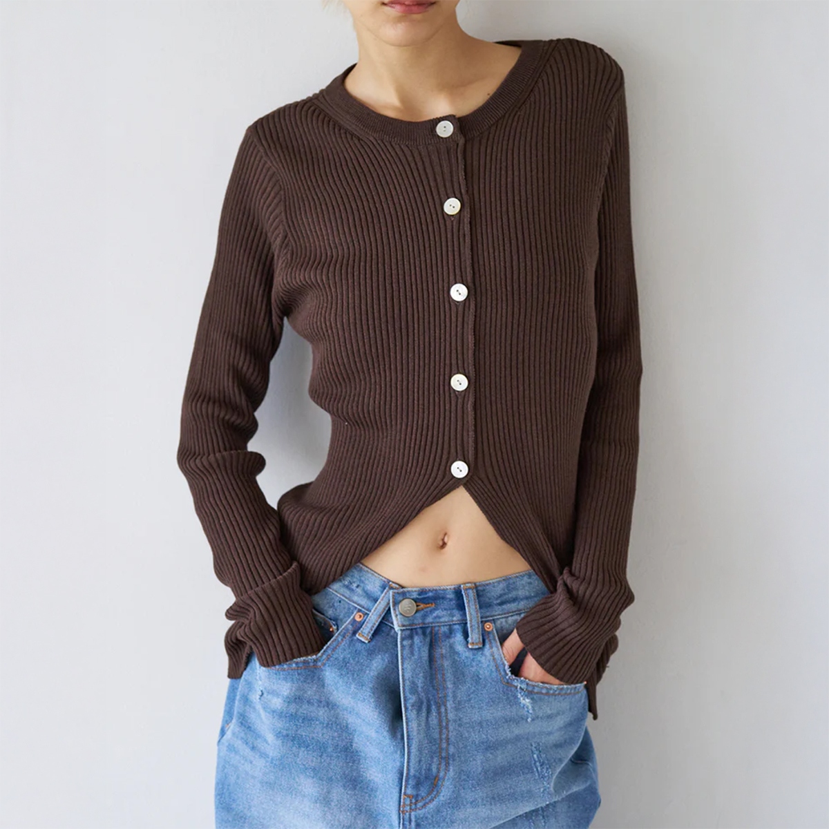 YENN イエン カーディガン COTTON RIB CARDIGAN Y251-91013 レディース コットン リブニット クルーネック Iライン カラー2色 楽天市場】YENN イエン カーディガン COTTON RIB CARDIGAN Y251
