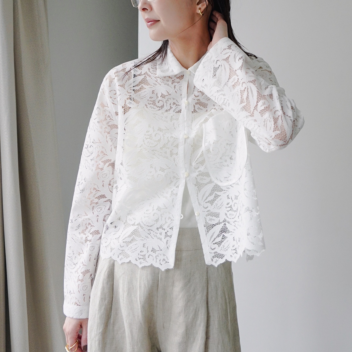 MICA&DEAL マイカ＆ディール レースシャツ lace light jk