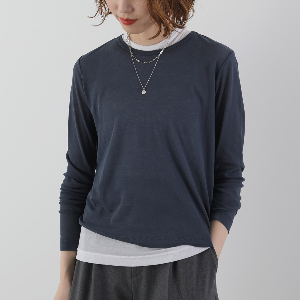 IHATOV イーハトーブ 2枚組カットソー Sheer layered Tshirt IH07-7P-82208 レディース ロンT×ノースリーブ セット シアー レイヤード カラー2色 IHATOV イーハトーブ 2枚組カットソー Sheer layered Tshirt