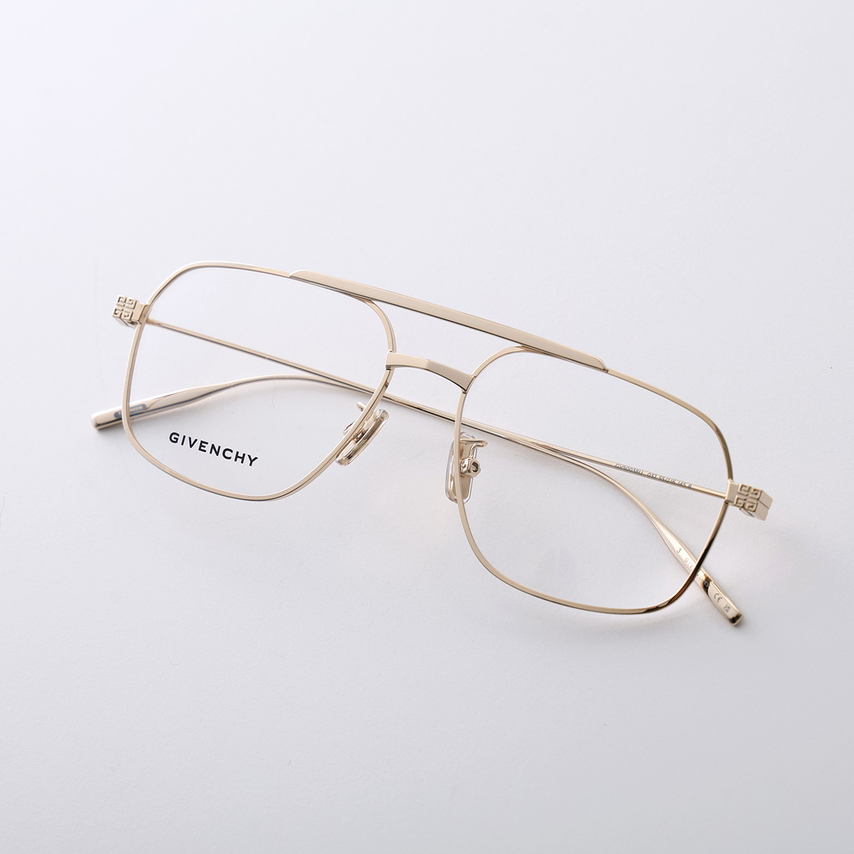 GIVENCHY ジバンシィ メガネフレーム  4Gロゴ/ハーフリム/メタル/ E-561   ゴールドカラー レディース / 240001184546 GIVENCHY - GIVENCHY ジバンシィ メガネフレーム 4Gロゴ/ハーフリム