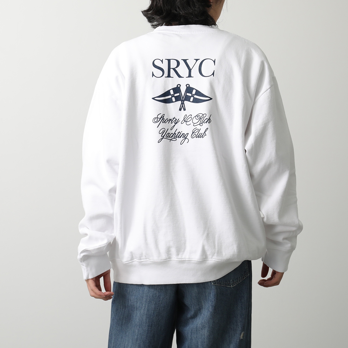 SPORTY＆RICH スポーティアンドリッチ トレーナー CR884 レディース スウェット 長袖 クルーネック 裏起毛 コットン ロゴ オーバーサイズ ホワイト SPORTY&RICH SPORTY＆RICH スポーティアンドリッチ トレーナー